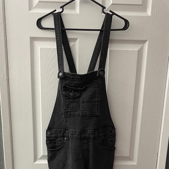 black jean overalls